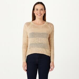 Pink Republic Women’s Lightweight Open Knit Pullover Sweater Size Large Blush